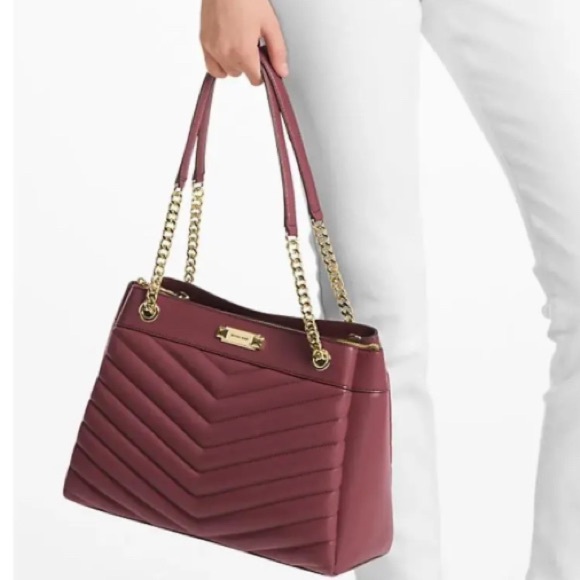 Michael Kors Whitney Handbag Oxblood Quilted - Picture 1 of 7